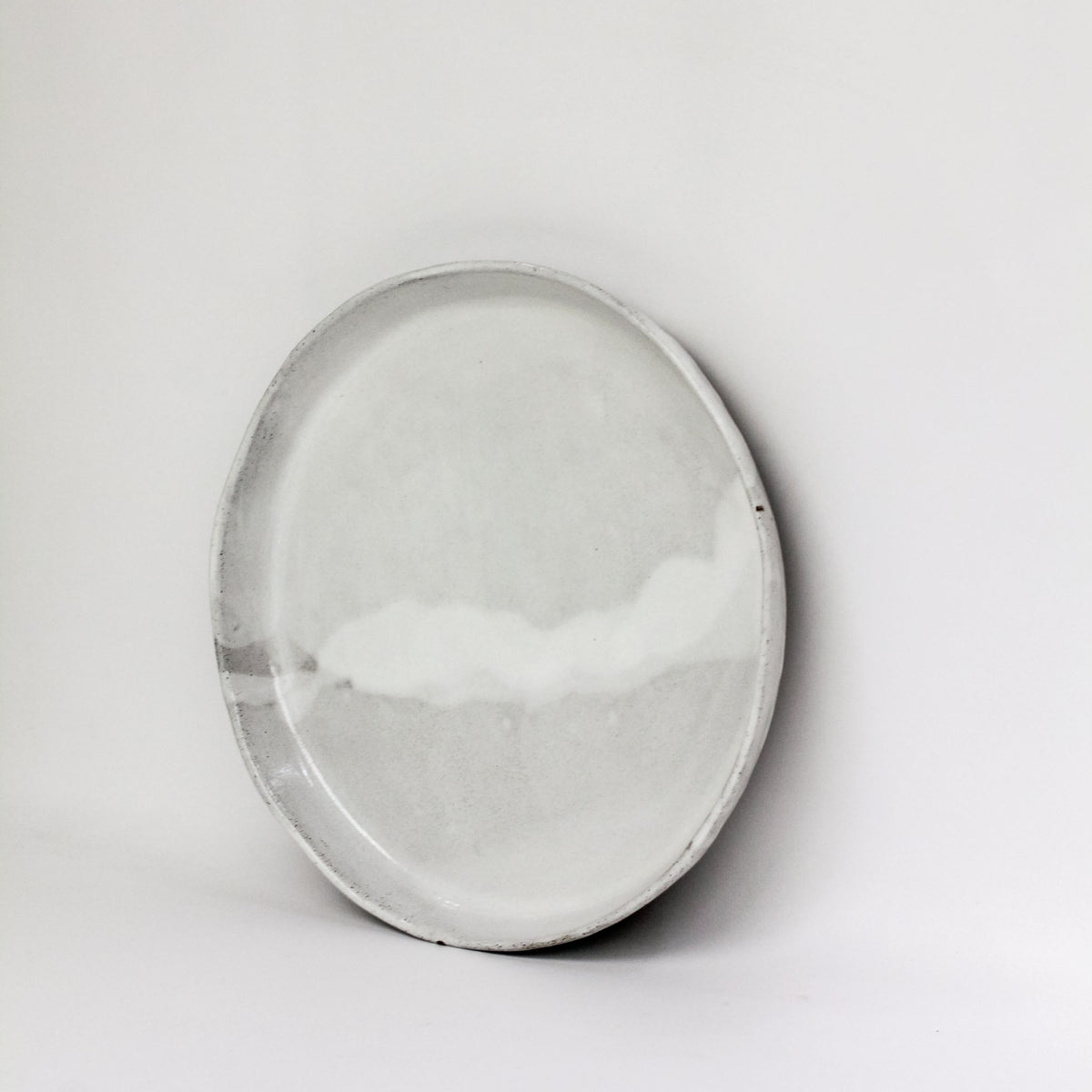 large handmade serving platter ~ speckled grey