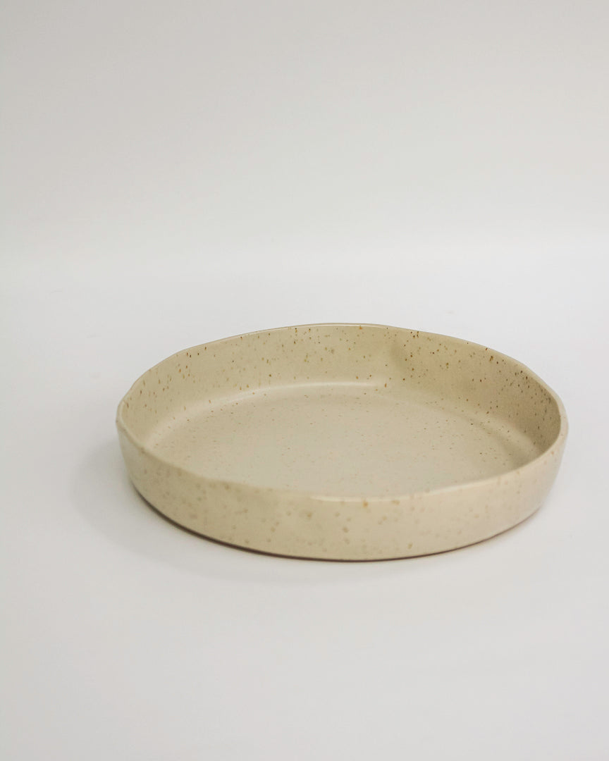 handmade pottery serving dish ~ oat