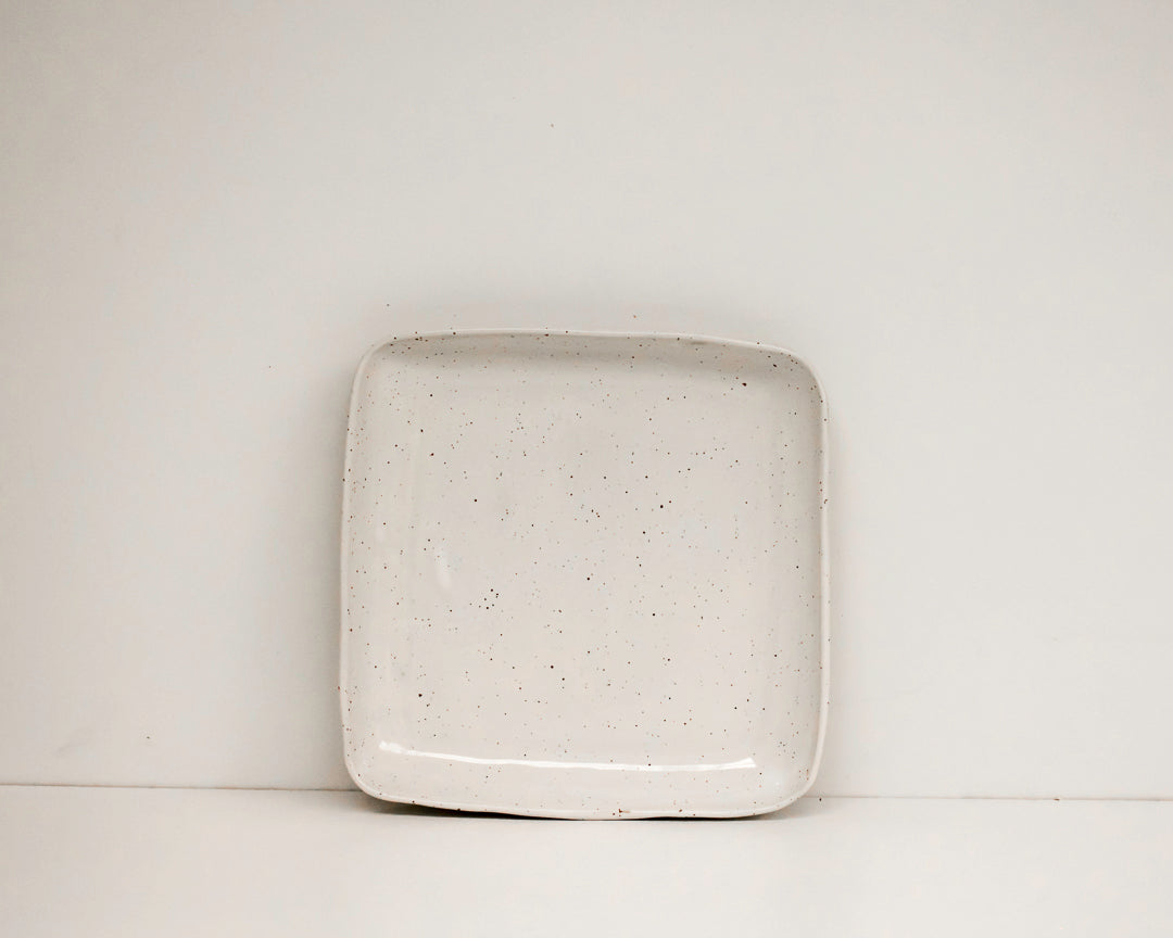 square platter ~ speckled white
