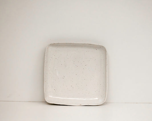 square platter ~ speckled white