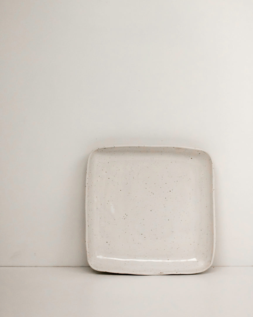 square platter ~ speckled white