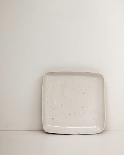 square platter ~ speckled white