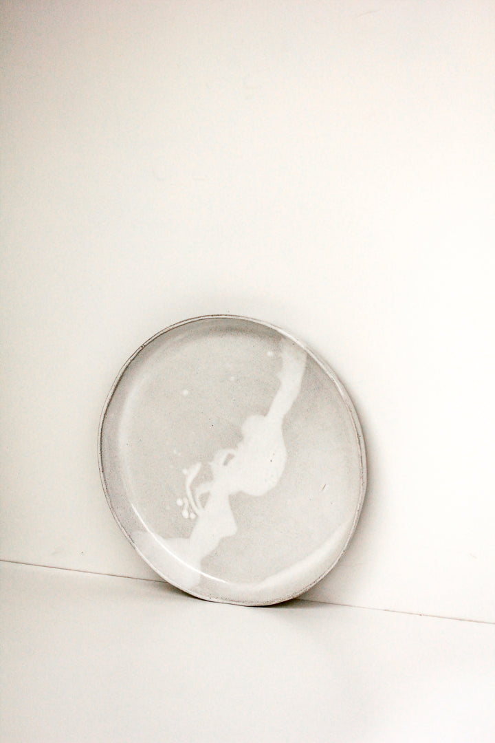 large handmade serving platter ~ speckled grey
