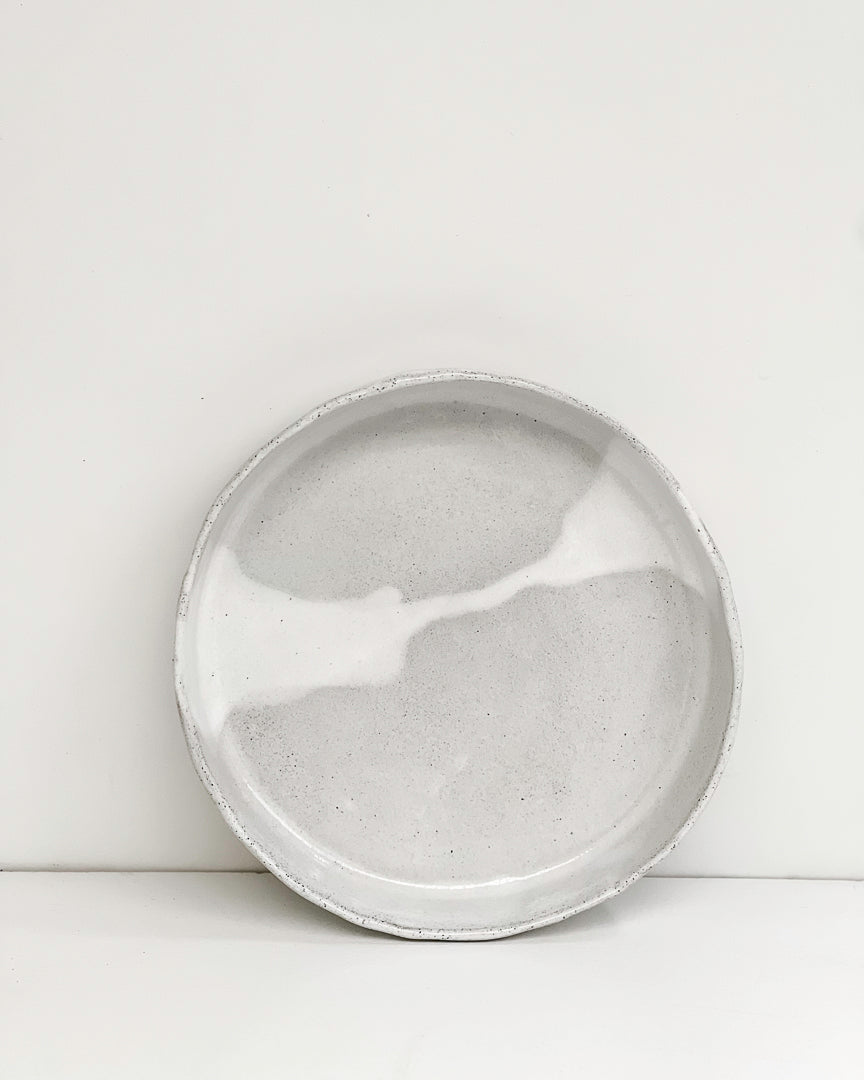 handmade pottery serving dish ~ speckled grey
