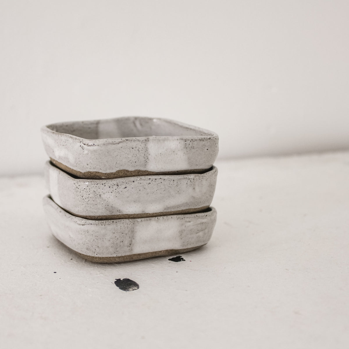 little square trinket dish ~ speckled grey